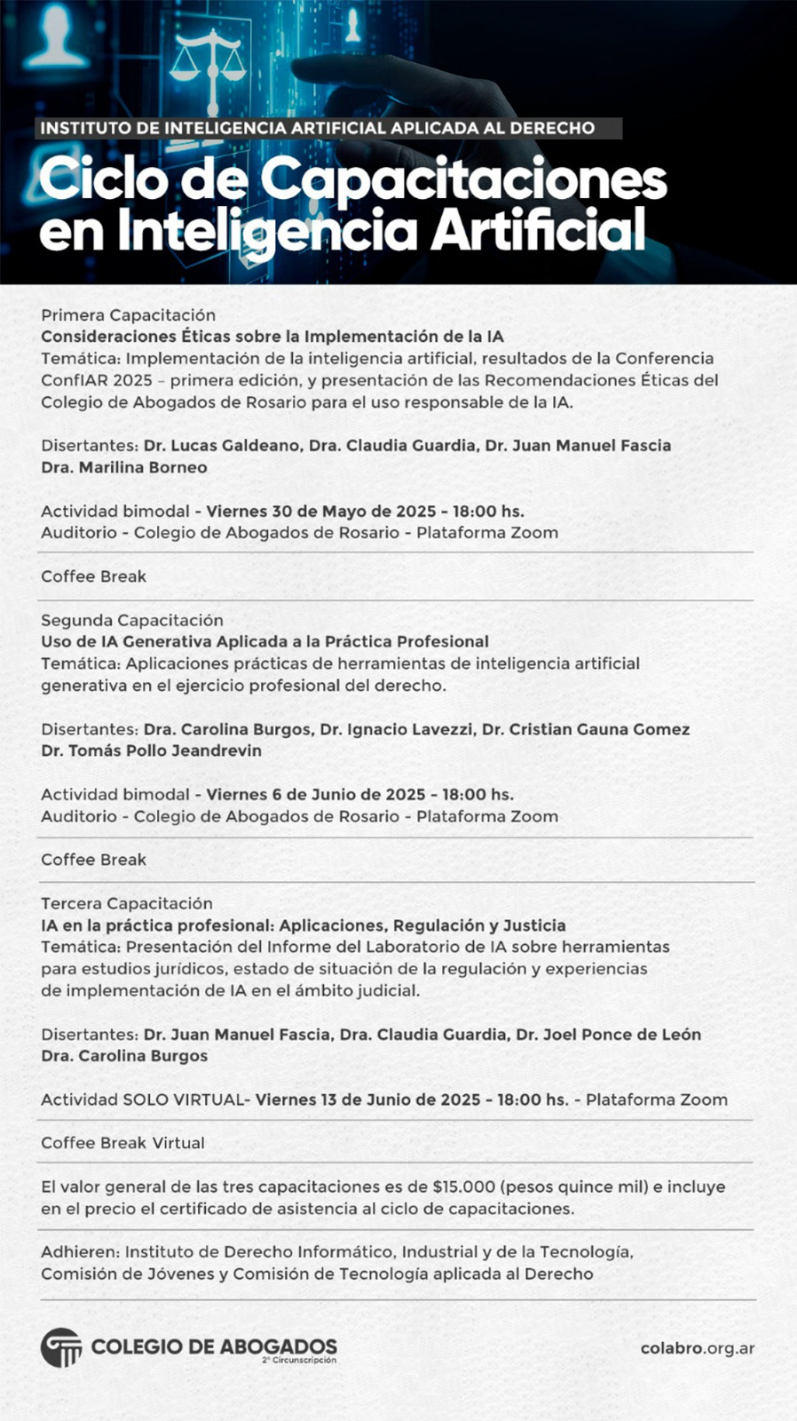 CICLO DE CAPACITACIONES EN INTELIGENCIA ARTIFICIAL - 30/05/2025 - 06/06/2025 - 13/06/2025